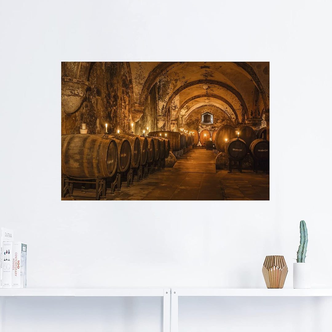 ARTland Wandbild selbstklebende Vinylfolie 90x60 cm Wein Architektur Weinkeller Weinfäser Antik U2JD