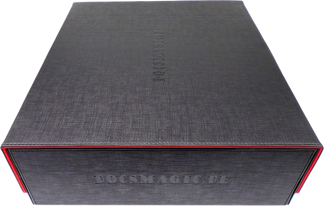 docsmagic.de Premium 4-Row Trading Card Storage Box Black/Red + Trays & Divider - MTG PKM YGO - Aufb