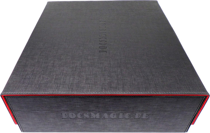 docsmagic.de Premium 4-Row Trading Card Storage Box Black/Red + Trays & Divider - MTG PKM YGO - Aufb