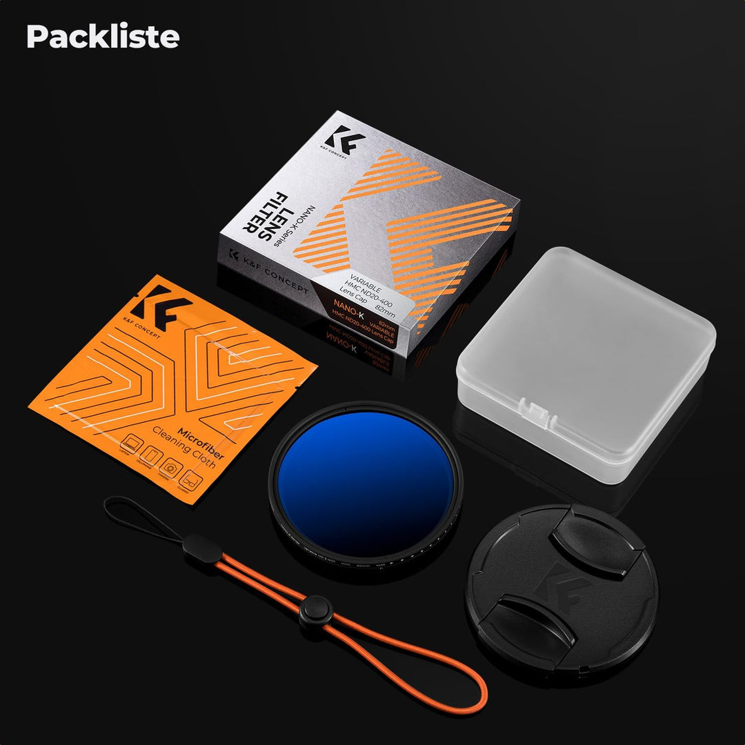 K&F CONCEPT K-Serie 67mm ND Filter Variabler Graufilter ND2-400 (1-9 Blendenstufen) mit Objektivdeck
