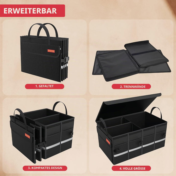 Hochwertige Kofferraumtasche Auto Box - Rutschfeste Kofferraumbox, Gross Wasserdichter Kofferraum Or
