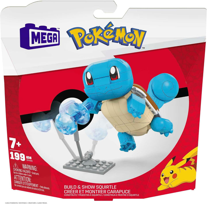 MEGA POKÉMON Bauset - bewegliche Schiggy-Figur, Pokéball und 199 kompatible Bausteine für authentisc