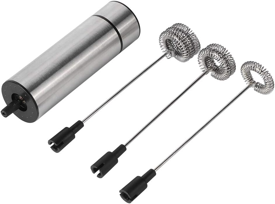 AUNMAS Milchaufschäumer, 23x3cm Batteriebetriebener Schneebesen aus Edelstahl Kaffeerührer Mixer Ble