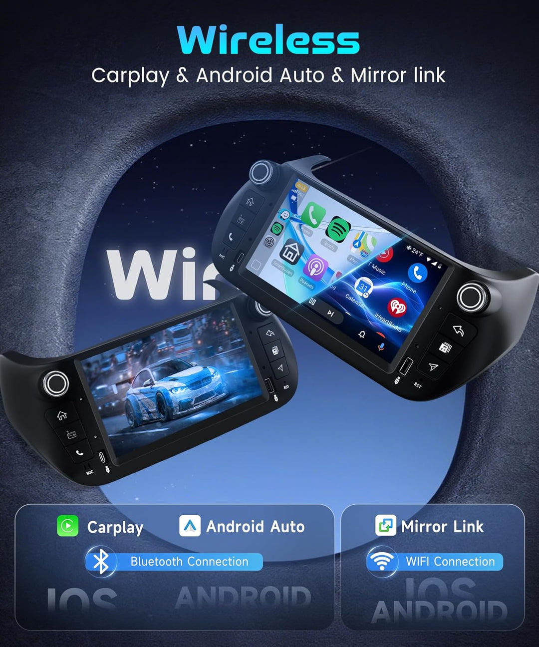 Rimoody 4G+128G Android Autoradio für FIAT Fiorino/Qubo/Citroen Nemo/Peugeot Bipper, 7 Zoll IPS Radi