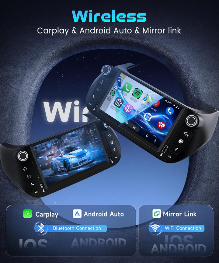 Rimoody 4G+128G Android Autoradio für FIAT Fiorino/Qubo/Citroen Nemo/Peugeot Bipper, 7 Zoll IPS Radi