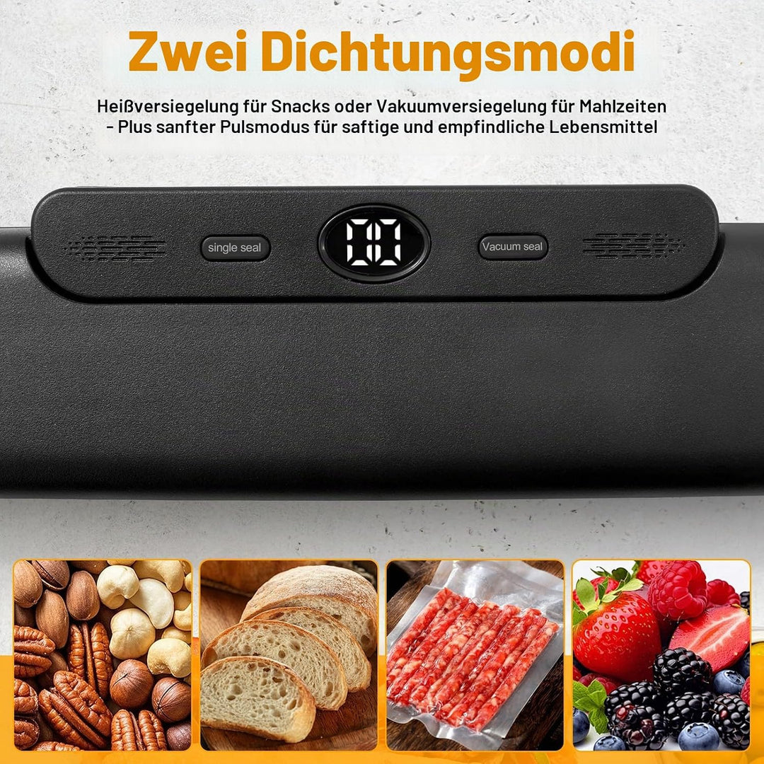 Profi Vakuumiergerät, Vakuumierer für Lebensmittel mit 30 Beuteln, Heiss- & Vakuumversiegelung, Plat