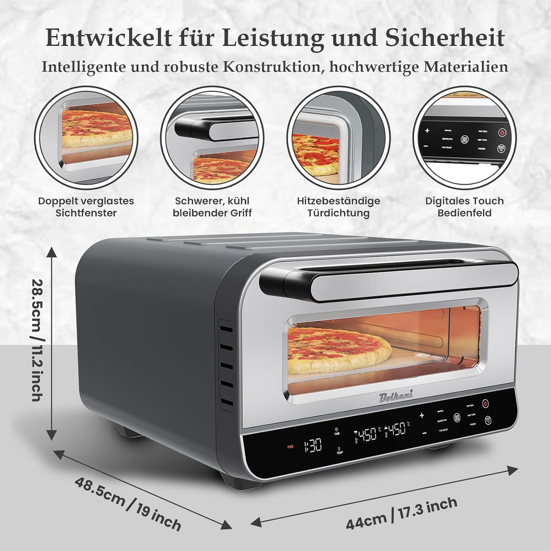 Pizzaofen Elektrisch Mit Pizzastein Für Backofen & Pizzaschieber - 450°C Elektrischer Pizza Ofen - E
