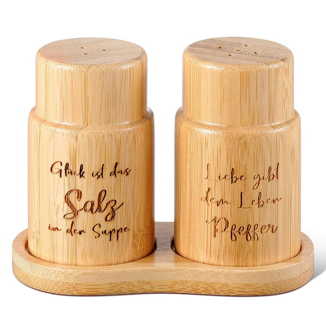 Geiserailie Salz- und Pfefferstreuer aus Holz Hochzeitsgeschenk Set mit Holzpalette Salz und Pfeffer