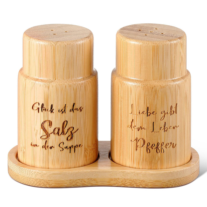 Geiserailie Salz- und Pfefferstreuer aus Holz Hochzeitsgeschenk Set mit Holzpalette Salz und Pfeffer