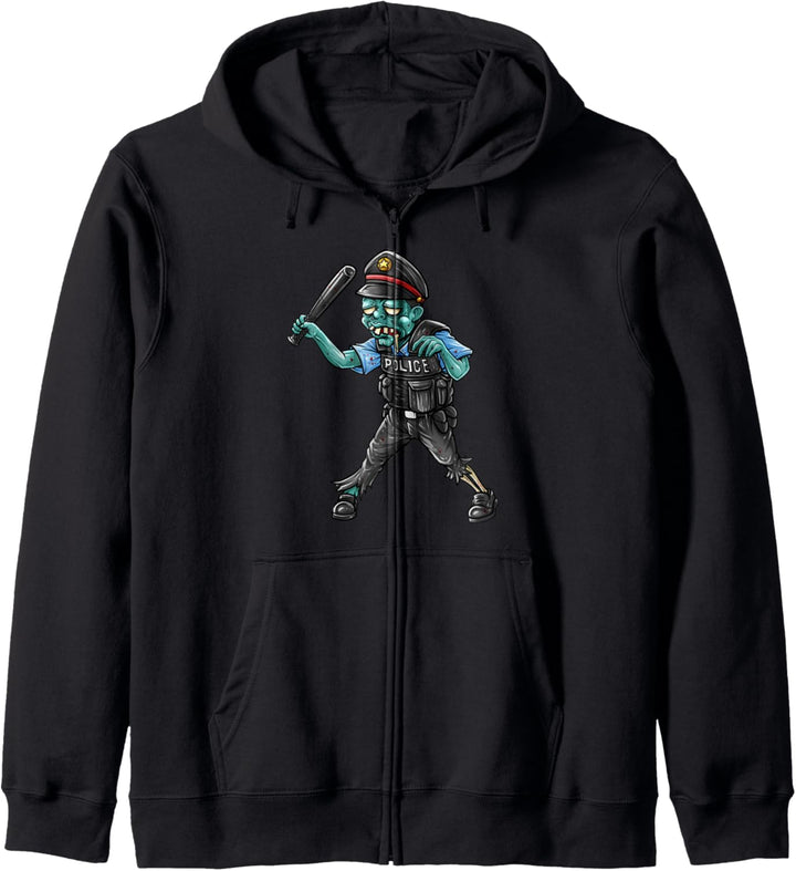 Halloween Zombie Polizistin Illustration Undead Lustig Kapuzenjacke