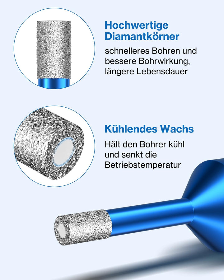 Diamant Fliesenbohrer 6 mm, Lytool 5 tlg Diamantbohrer Glasbohrer für M14 Winkelschleifer zum Bohren
