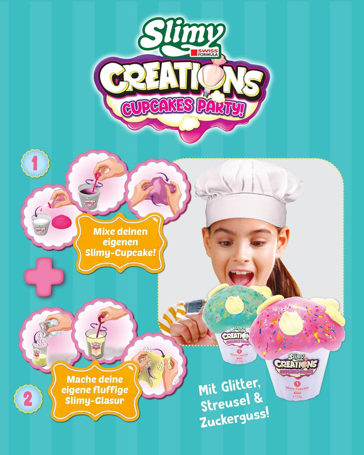 SLIMY Creations Cupcakes Party - Original Slime Kreativ-Set mit Knetformen, verschiedenen Spielmasse