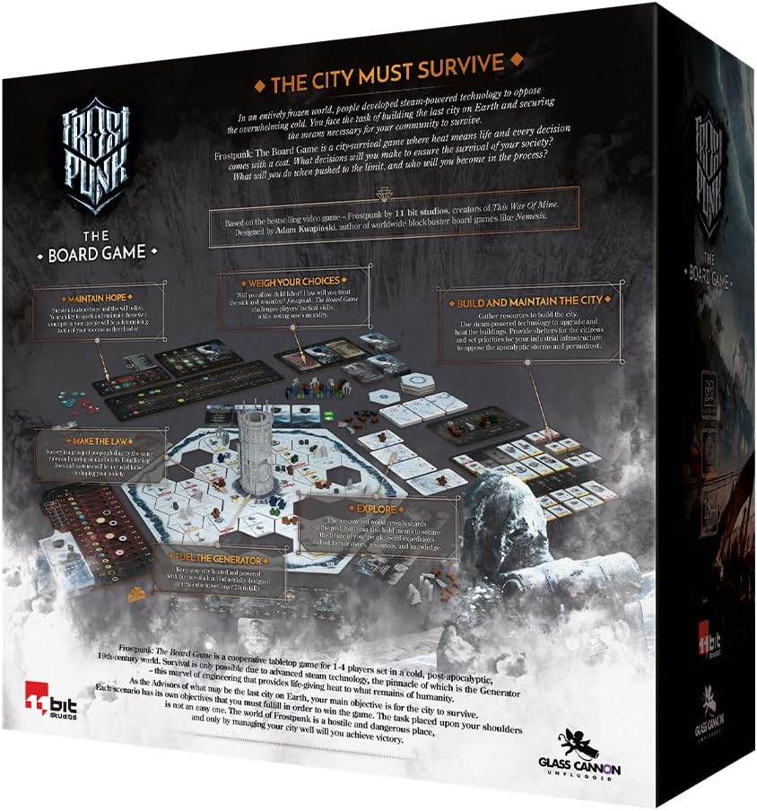 Glass Cannon Unplugged | Frostpunk: Das Brettspiel Alter 16+ 1-4 Spieler 120-150 Minuten Spieldauer,