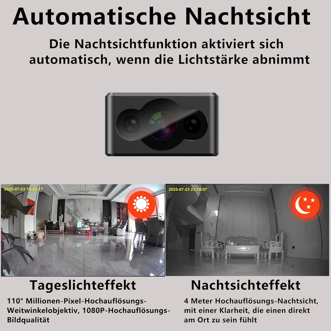 Mini-Kamera, WLAN-Überwachungskamera für Innen- und Aussenbereich, Sicherheitsüberwachungskamera mit