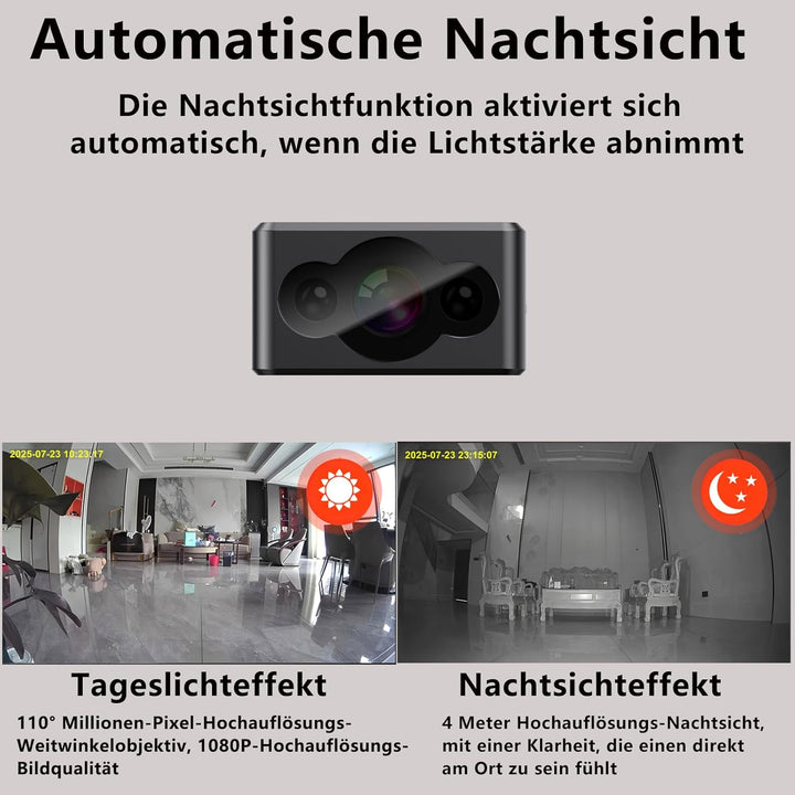 Mini-Kamera, WLAN-Überwachungskamera für Innen- und Aussenbereich, Sicherheitsüberwachungskamera mit
