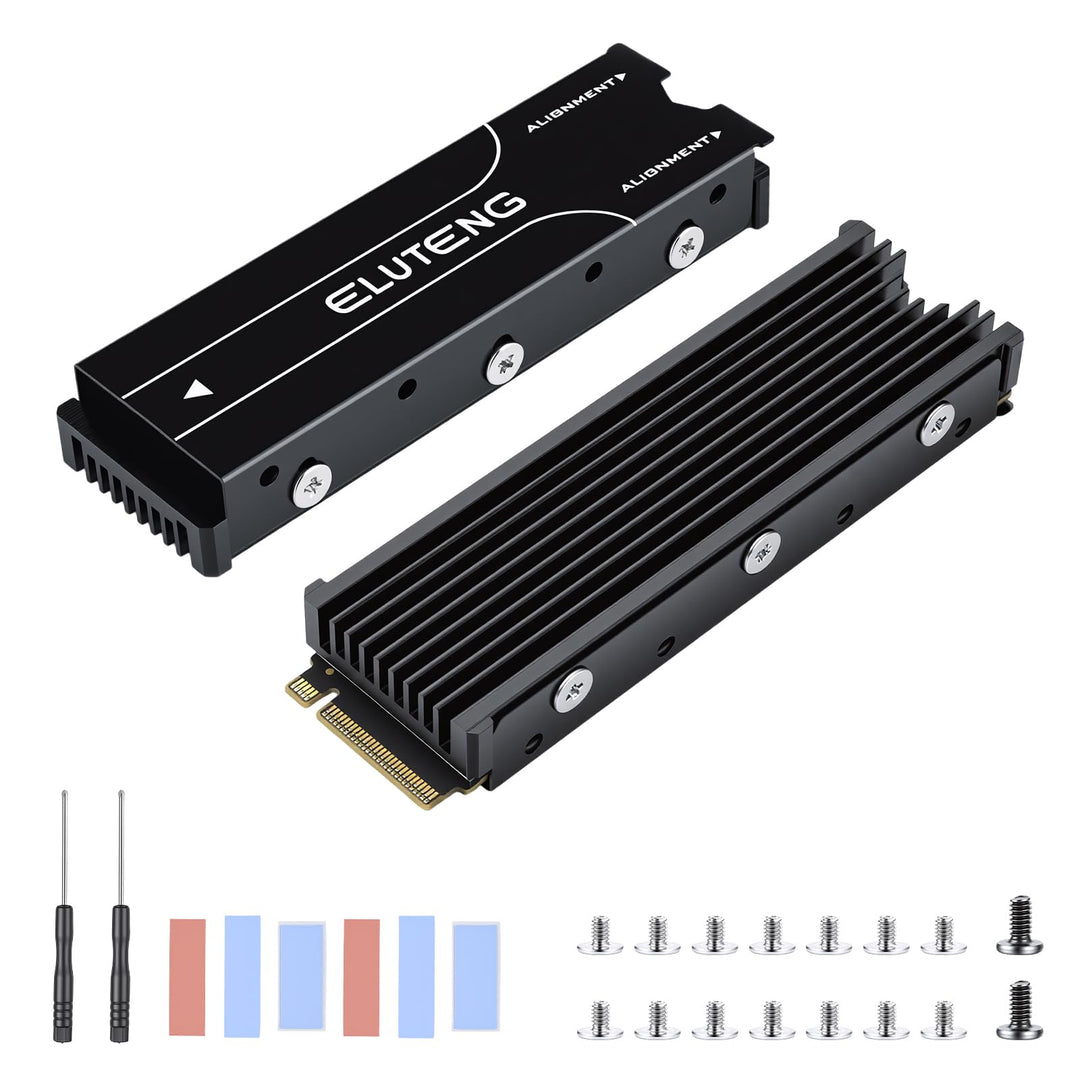 ELUTENG M.2 Kühlkörper für 2280 M.2 SSD, 2 Stück Aluminium Doppelseitiger mit 4 Silikon Wärmeleitpad
