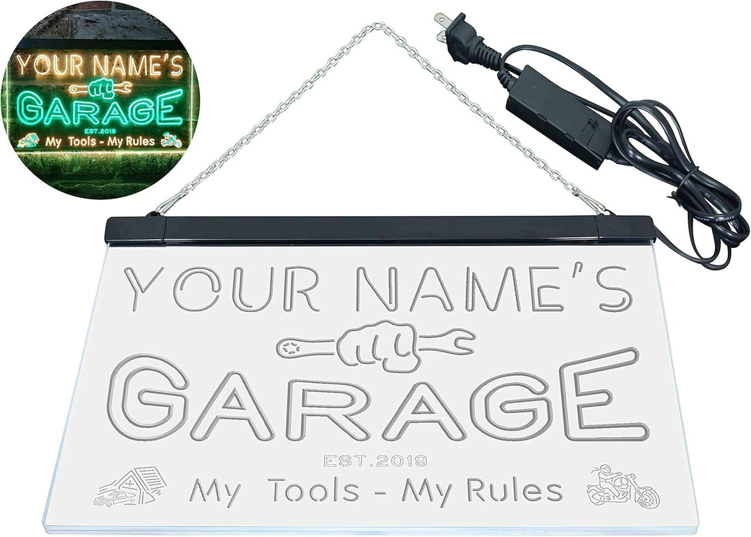 Personalized Your Name Est Year Theme Garage Man Cave Deco Dual Color LED Barlicht Neonlicht Lichtwe