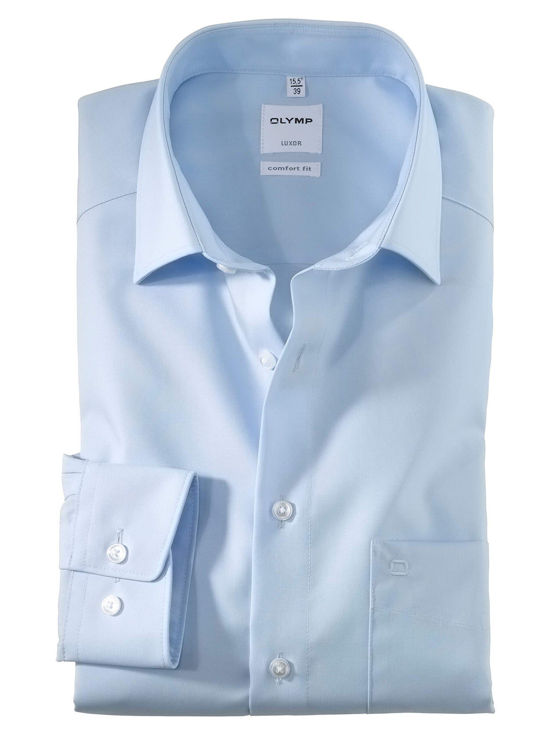 OLYMP Herren Businesshemd Luxor, Männer Oberhemd,Extra Langer Arm,Uni,Comfort fit,New Kent,blau 15,4