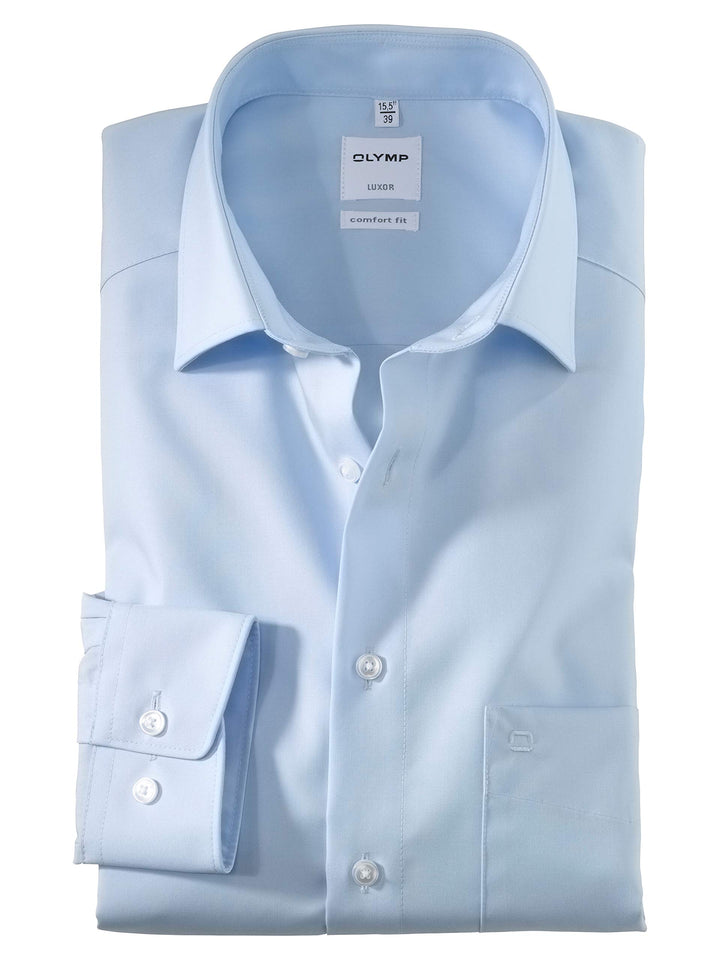 OLYMP Herren Businesshemd Luxor, Männer Oberhemd,Extra Langer Arm,Uni,Comfort fit,New Kent,blau 15,4