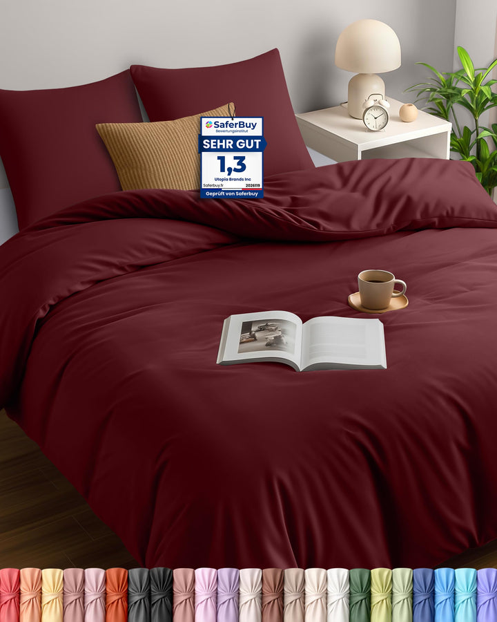 Utopia Bedding Bettwäsche 200x200 Set - Mikrofaser Bettbezug 200x200 cm + 2 Kissenbezüge 80x80 cm -