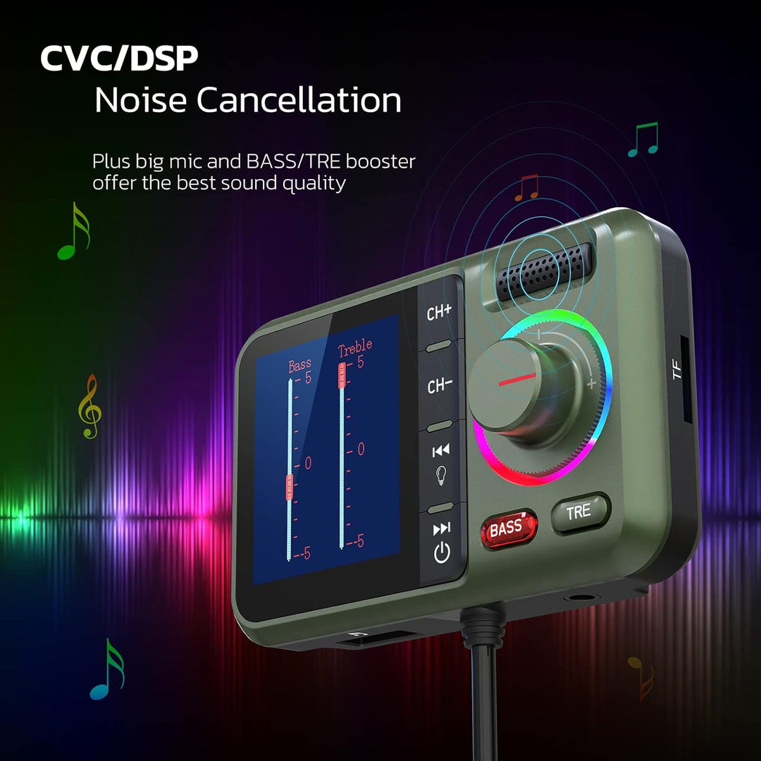 Nulaxy Bluetooth Adapter Auto FM Transmitter Bluetooth V5.0 Grosser Bildschirm Unterstützung für Han