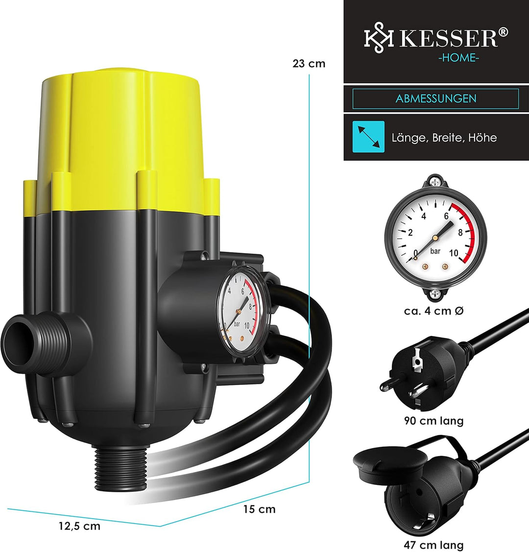 KESSER® Pumpensteuerung mit Baranzeige | mit Kabel | 10 bar Druckwächter Elektronische Pumpensteueru