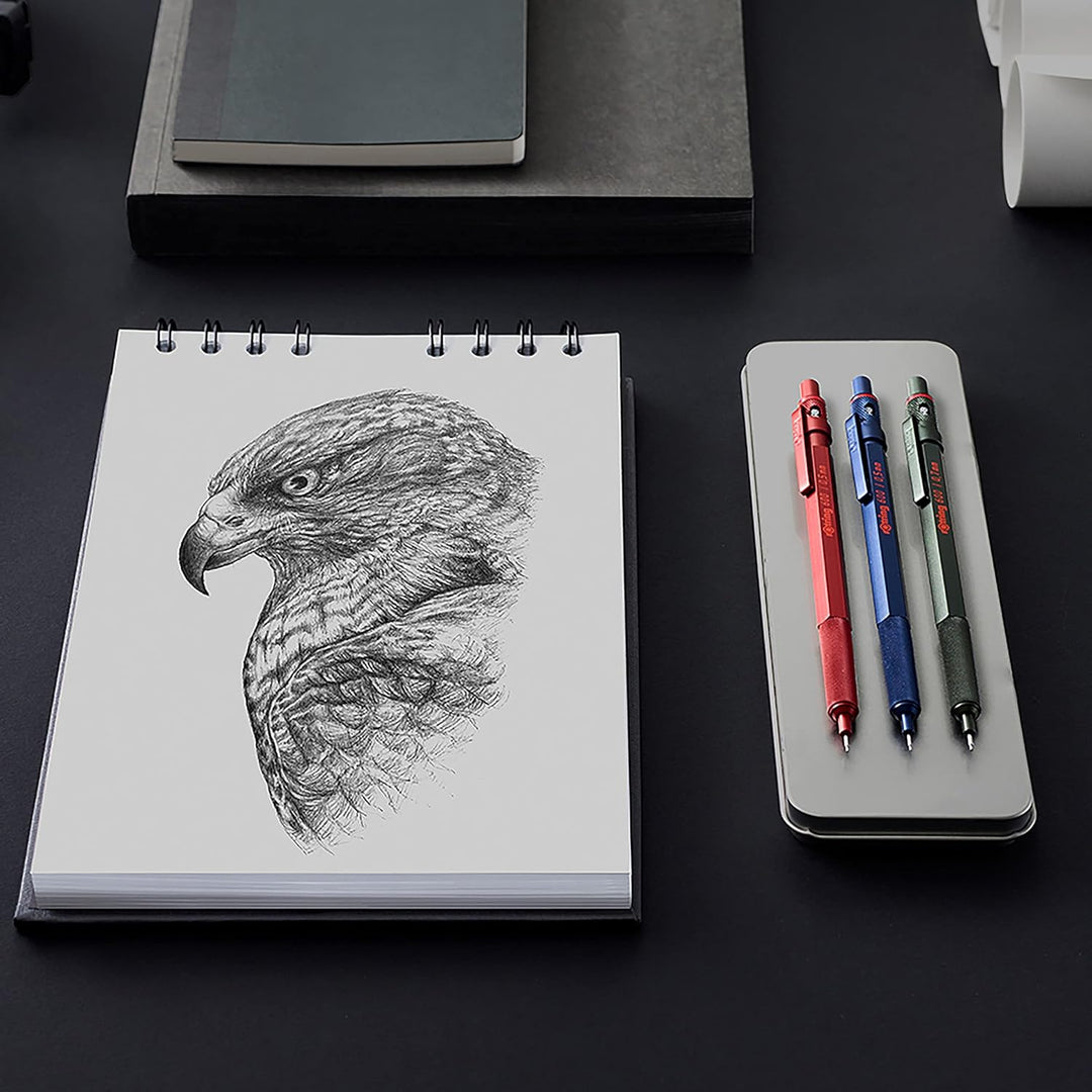 rOtring 600 Kugelschreiber | mittlere Spitze | Schwarze Tinte | Blauer Schaft | nachfüllbar &amp; 600 Dr