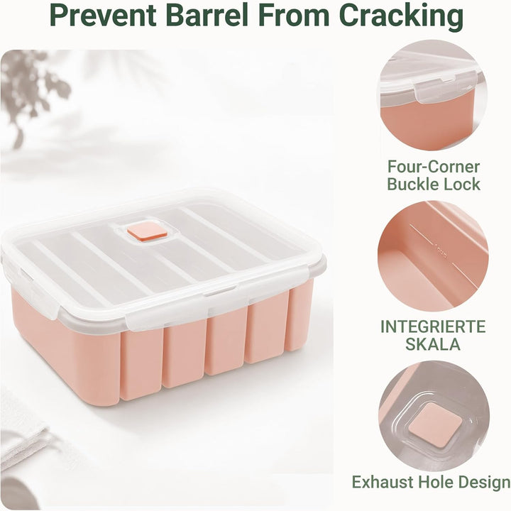3 Stück Souper Cubes-Set Silikon Gefrierform mit Deckel, 2/4/6 Löcher Einfrieren Behälter, Meal Prep