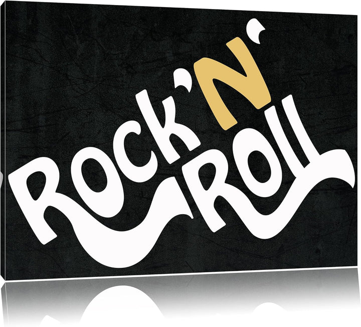 Pixxprint Rock 'n' roll Schrift als Leinwandbild/Grösse: 100x70 cm/Wandbild/Kunstdruck/fertig bespan