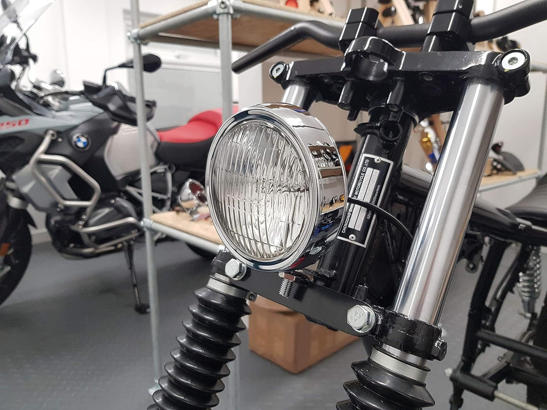 5" Frontscheinwerfer Motorrad - Schale - 12V 55W in Chrom für Projekt Massgefertigt Fahrrad