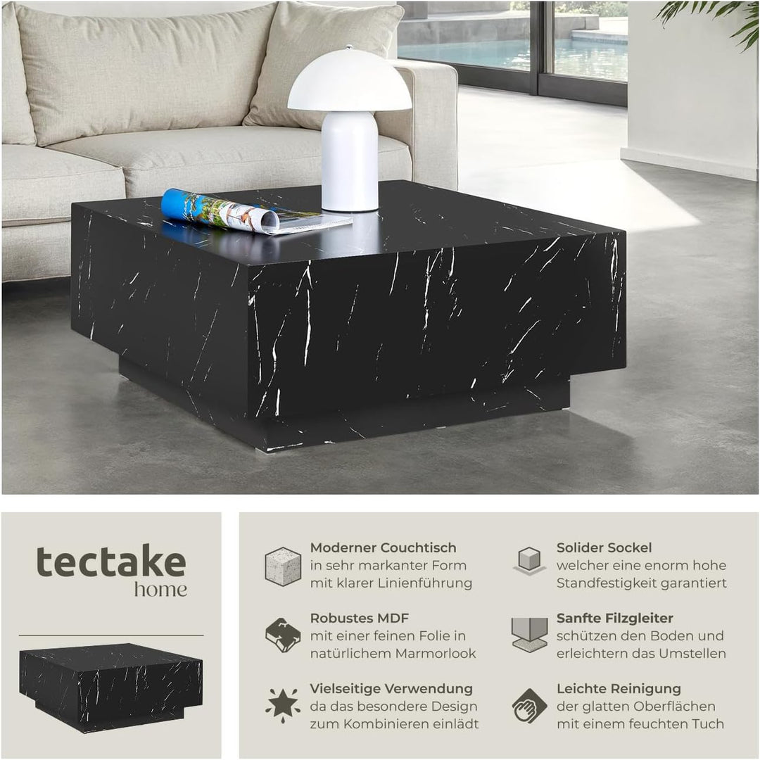 tectake® Couch Tisch, Room Decor in Marmor Optik, Tisch Wohnzimmer, moderner Couchtisch, Beistelltis