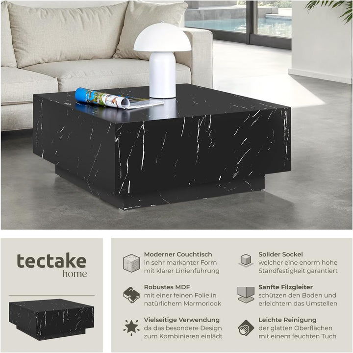 tectake® Couch Tisch, Room Decor in Marmor Optik, Tisch Wohnzimmer, moderner Couchtisch, Beistelltis