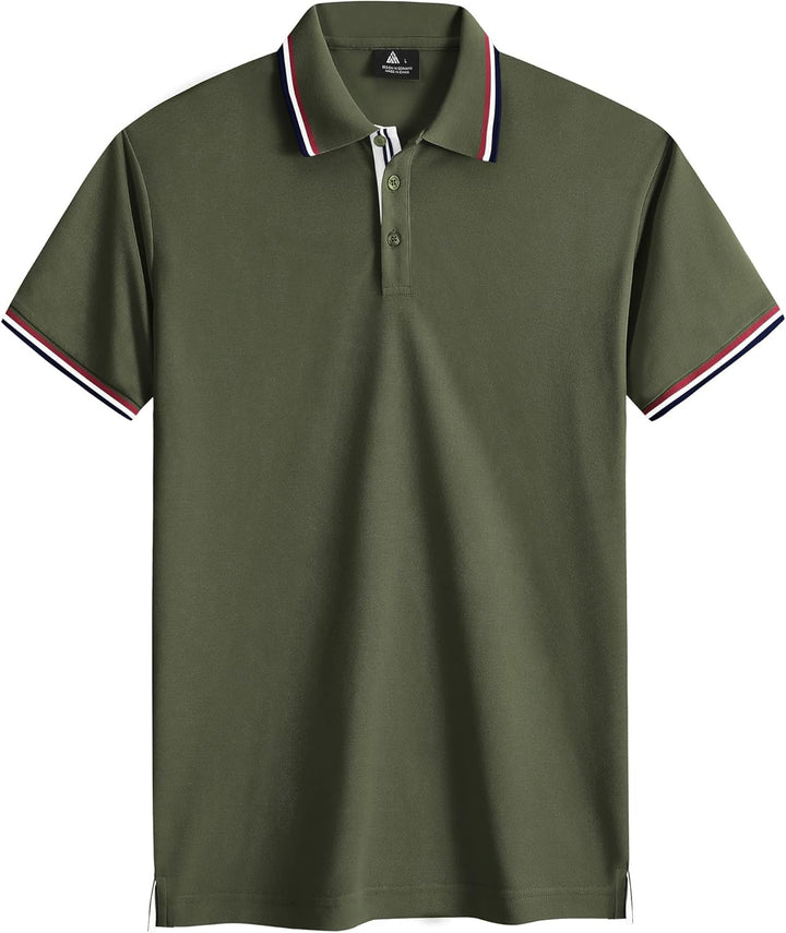 geeksport Poloshirts Herren Kurzarm Tennis Slim Fit Golf Polo Shirt Männer Sport Schnelltrocknend At