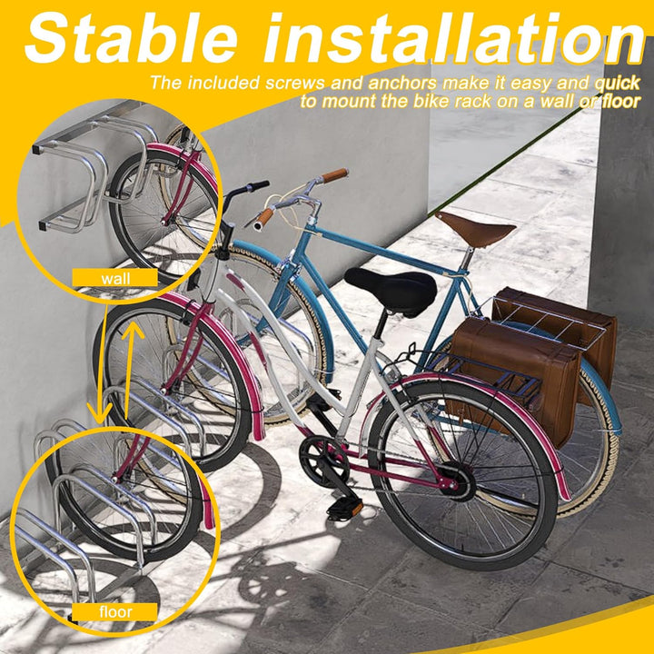 XMTECH Fahrradständer Boden für 6 Fahrräder mit 30-60 mm Reifenbreiten, Fahrradhalter Aufstellstände
