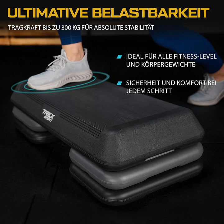 Steppbrett höhenverstellbar TX-038PAS | Fitenss Stepper 3 Stufen, rutschfest, Steppboard für zuhause