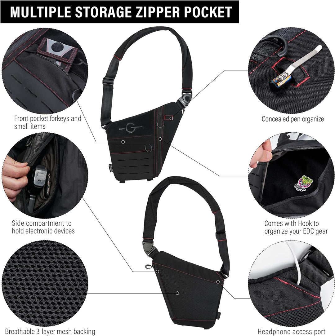 TACTICAL GEEK Cache L1 Umhängetasche Leichter Brustrucksack Umhängetasche Anti-Diebstahl wasserdicht