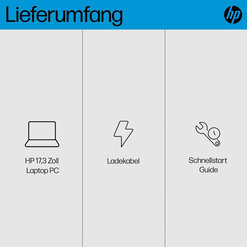 HP Laptop mit 17,3 Zoll FHD Display, AMD Ryzen 7 7730U, 16 GB DDR4 RAM, 512 GB SSD, AMD Radeon-Grafi