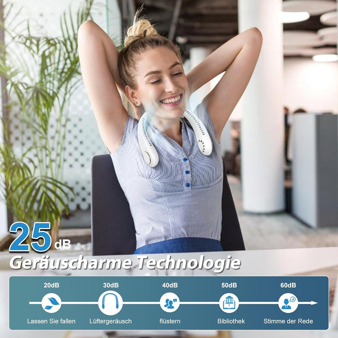 Timiyou Nackenventilator, Leise Halsventilatoren mit 360° Luftstrom, Hands Free Bladeless Fan, Tragb