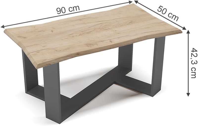 Vicco Couchtisch Sofatisch Beistelltisch Arne Baumkante Goldkraft/Anthrazit