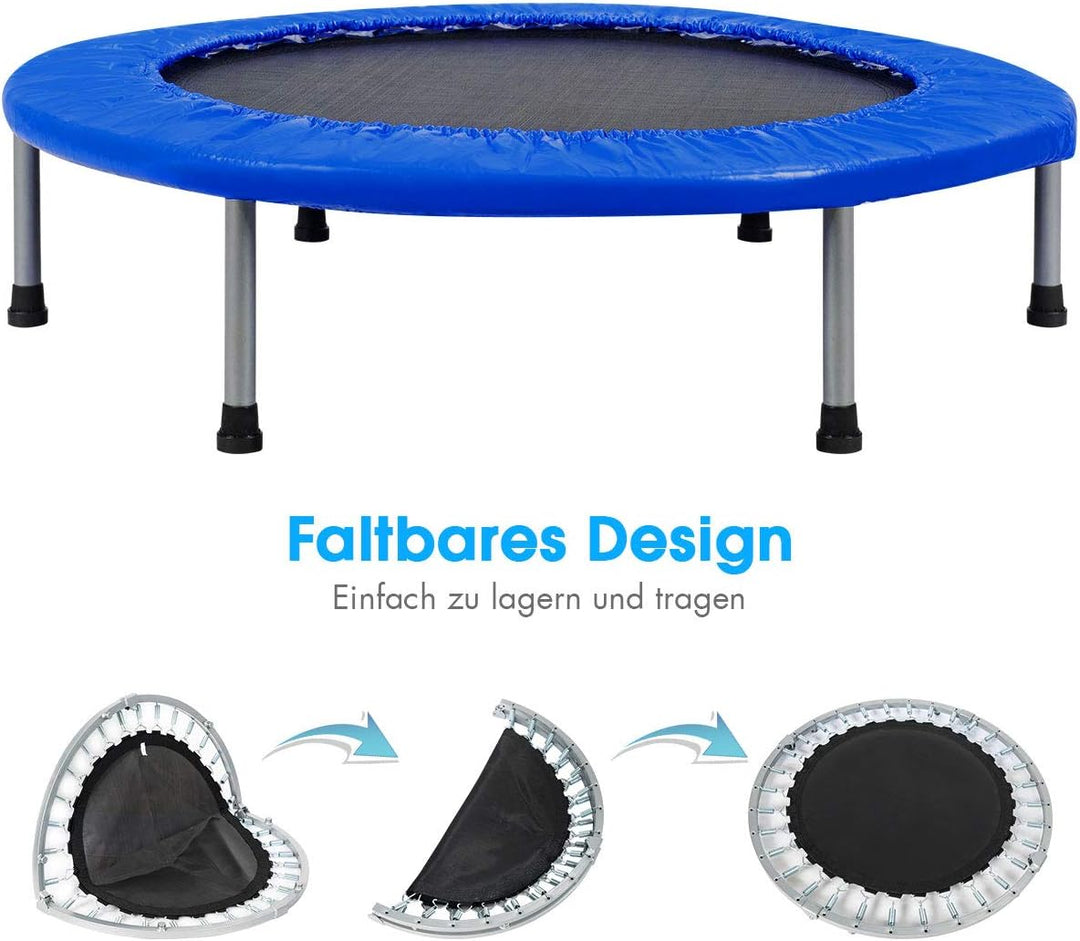 DREAMADE Trampolin aus Stahlrohr, Faltbares Kindertrampolin mit Tragfähigkeit von 150 kg, Fitnesstra