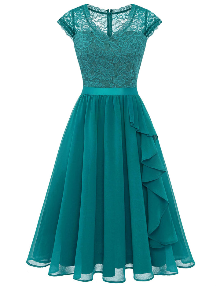 Wedtrend Cocktailkleid Damen Knielang Abendkleid Elegant für Hochzeit Elegant A Linie Rüschenkleid P