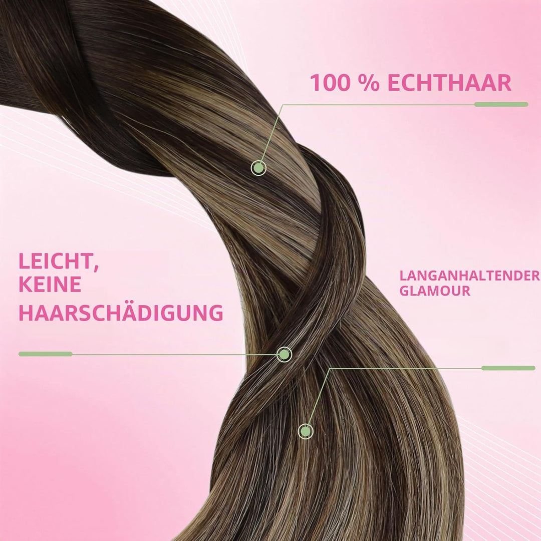 YoungSee Echthaar Extensions Tape Ombre Tape in Extensions Echthaar Kurz 30 cm Tape Haarverlangerung