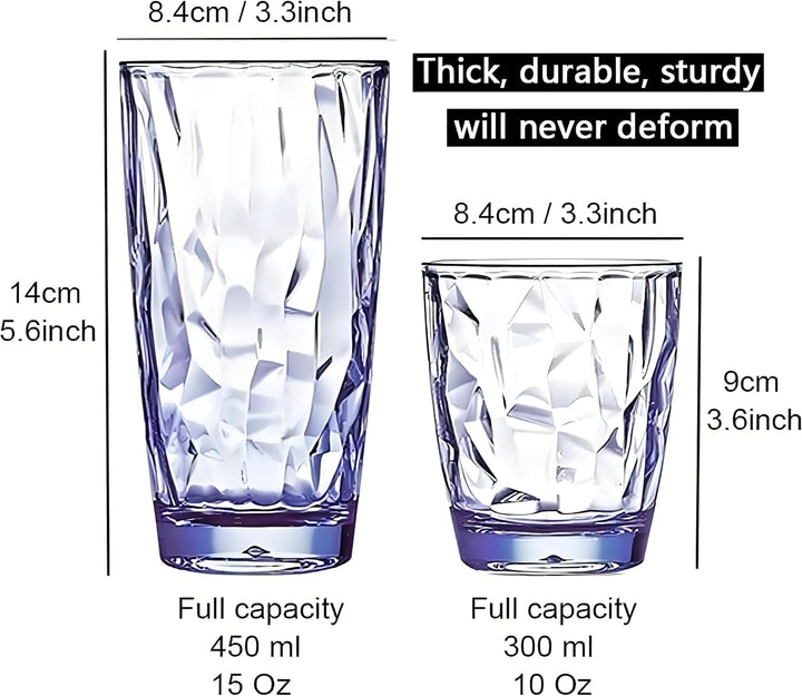 8 Stück 300 ml unzerbrechliche Trinkgläser aus Kunststoff, spülmaschinenfest, BPA-frei, Saft-Gläser,