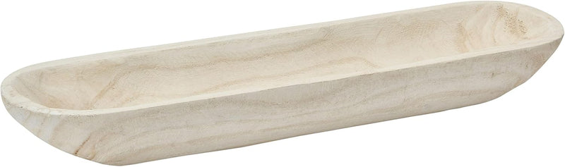 Creative Co-op Dekorative Schale aus Paulownia-Holz, Weiss Tablett, Weiss