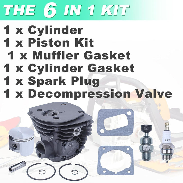 Adefol 45mm Zylinder Kolben Zündkerze Kit Für Husqvarna 346XP 353 351 350 Serie Ersatzteile mit Deko