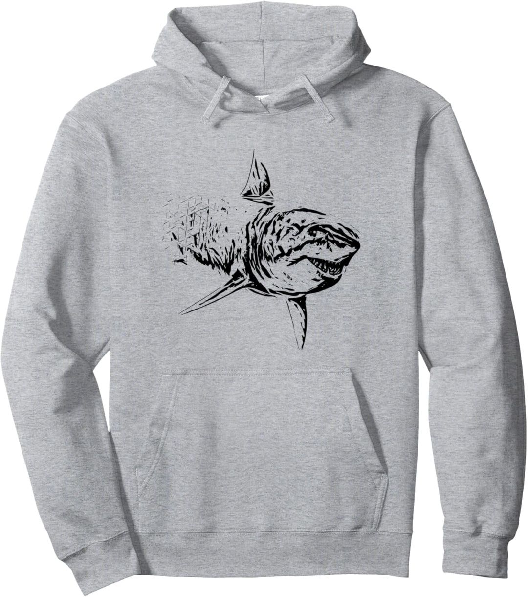 Weisser Hai Motiv Haie Raubfisch Rückenflosse Zähne Hai Pullover Hoodie
