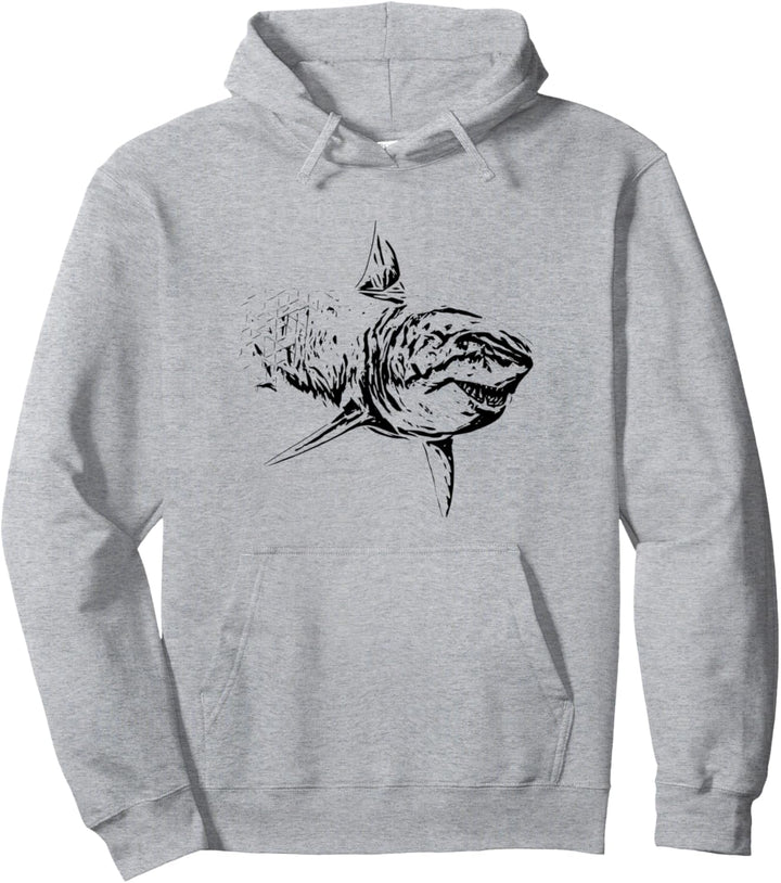 Weisser Hai Motiv Haie Raubfisch Rückenflosse Zähne Hai Pullover Hoodie