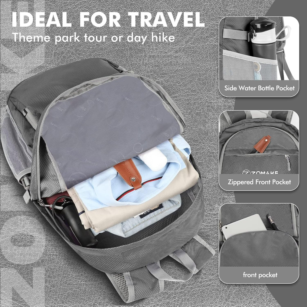 ZOMAKE Leicht Faltbarer Rucksack Packbare Backpacks 30L,Kleiner Faltbar Wanderrucksack Wasserdicht f