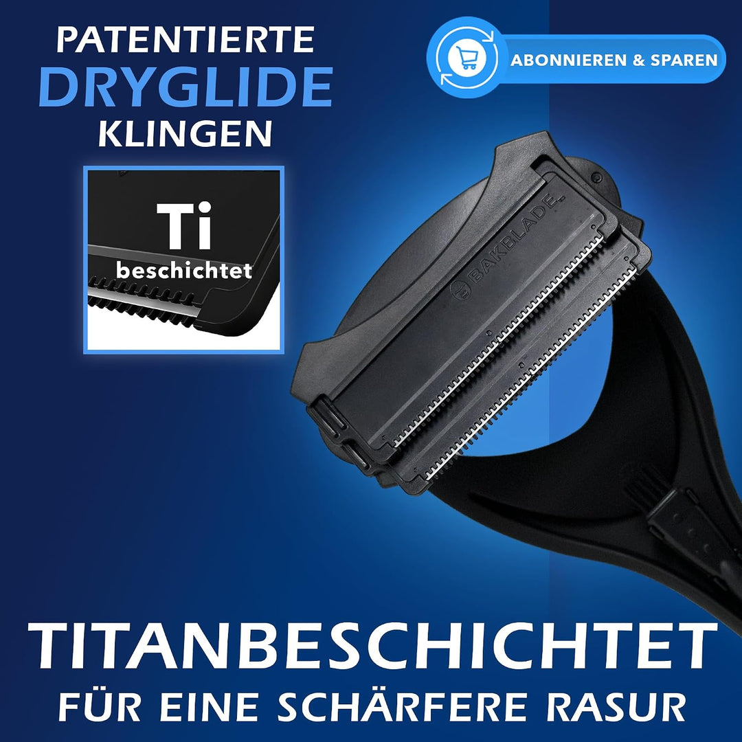 baKblade 2.0 Plus Rückenrasierer Herren - Ergonomischer Rückenhaarentferner für Männer - Brust &amp; Rüc