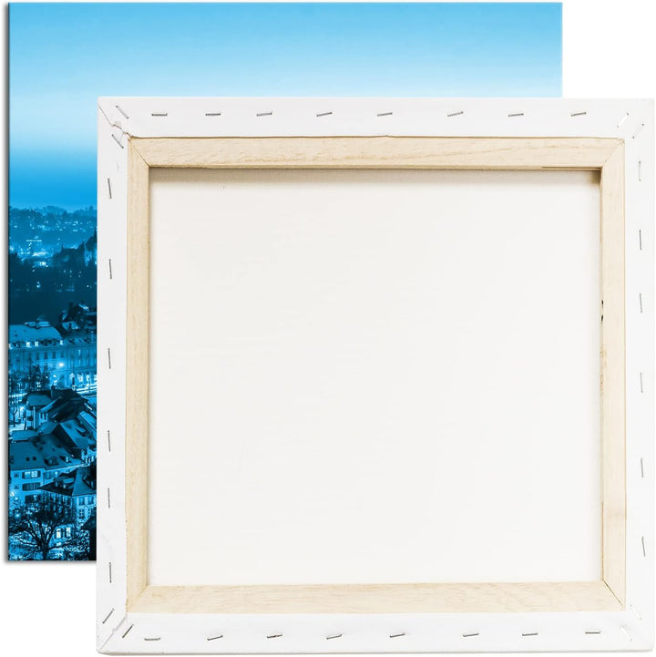 verschneites Bern in der Schweiz Format: 60x60 Effekt: Monocrome Blau als Leinwandbild, Motiv fertig